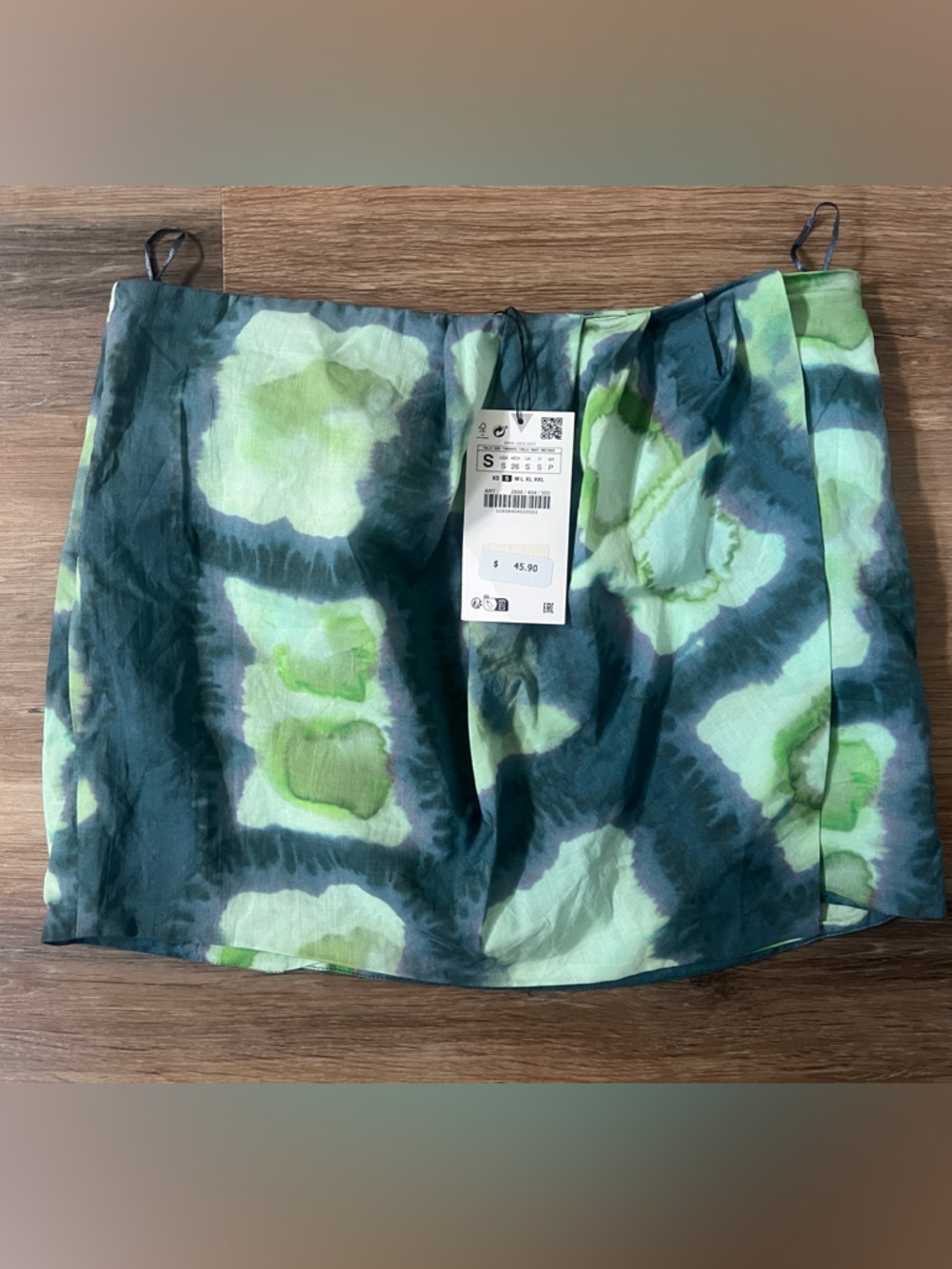 Zara Green & Teal Tie-Dye Mini Skirt